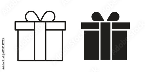 Gift icons for apps and print media. Editable stroke and flat icons