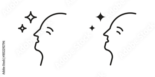 Glowing skin icons for apps and print media. Editable stroke and flat icons