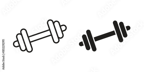 Gym icons for apps and print media. Editable stroke and flat icons