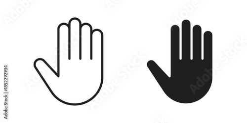 Hand icons for apps and print media. Editable stroke and flat icons