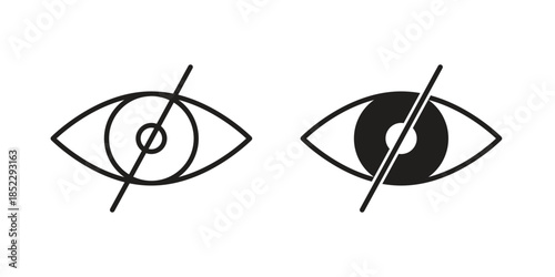 Hide icons for apps and print media. Editable stroke and flat icons