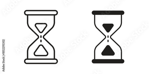 Hourglass icons for apps and print media. Editable stroke and flat icons