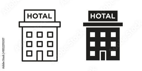 hotel icons for apps and print media. Editable stroke and flat icons