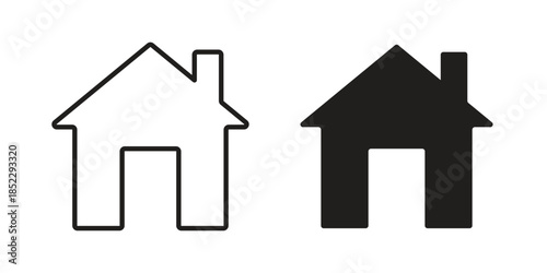 House icons for apps and print media. Editable stroke and flat icons