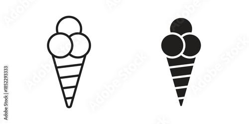 Ice cream icons for apps and print media. Editable stroke and flat icons