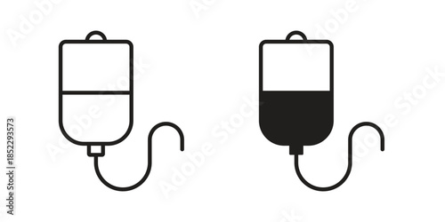 IV bag icons for apps and print media. Editable stroke and flat icons