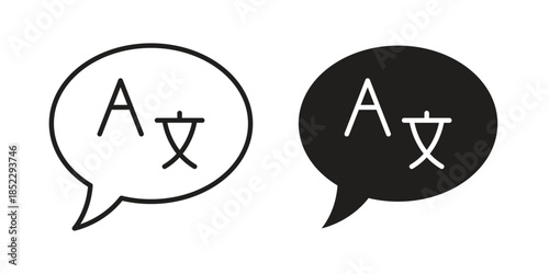 Language icons for apps and print media. Editable stroke and flat icons