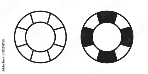 Life buoy icons for apps and print media. Editable stroke and flat icons