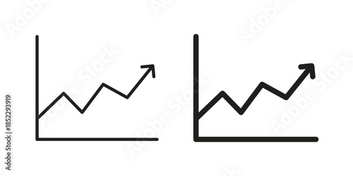 Line chart icons for apps and print media. Editable stroke and flat icons