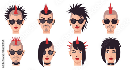 Punk Rock Faces with Unique Hairstyles.