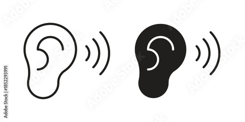 Listening icons for apps and print media. Editable stroke and flat icons