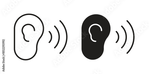Listening icons for apps and print media. Editable stroke and flat icons