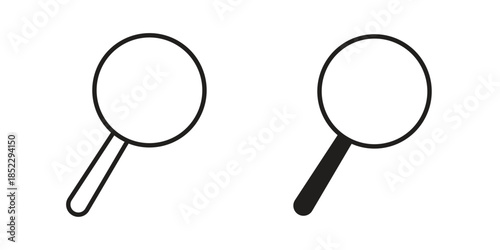 Loupe icons for apps and print media. Editable stroke and flat icons