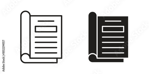 Magazines icons for apps and print media. Editable stroke and flat icons