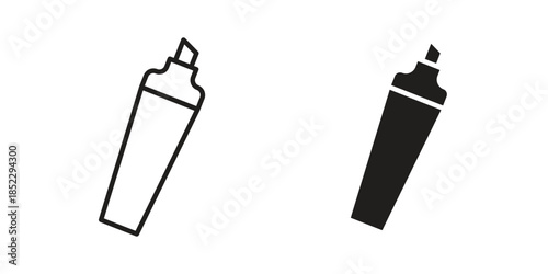 Marker icons for apps and print media. Editable stroke and flat icons