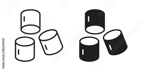 Marshmallow icons for apps and print media. Editable stroke and flat icons