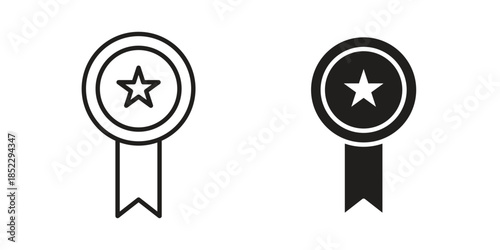 Medal icons for apps and print media. Editable stroke and flat icons