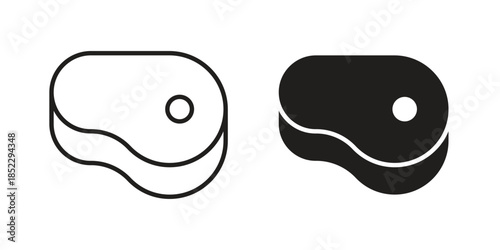 Meat icons for apps and print media. Editable stroke and flat icons