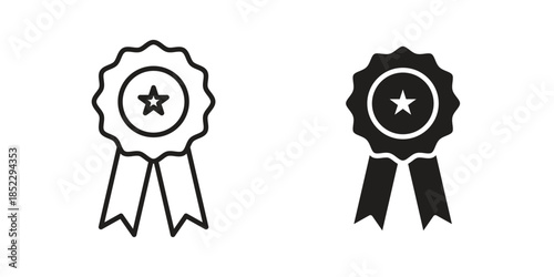 Medal icons for apps and print media. Editable stroke and flat icons