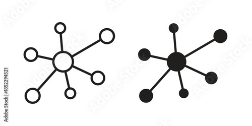 Molecule icons for apps and print media. Editable stroke and flat icons