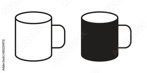 Mug icons for apps and print media. Editable stroke and flat icons