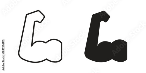 Muscle icons for apps and print media. Editable stroke and flat icons