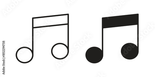 Music icons for apps and print media. Editable stroke and flat icons