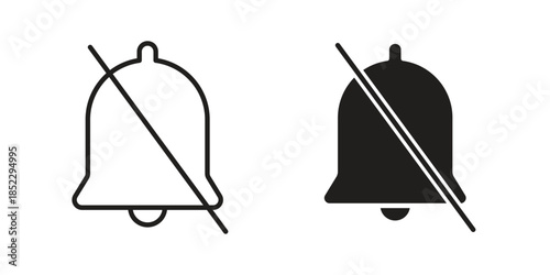 Notification off icons for apps and print media. Editable stroke and flat icons