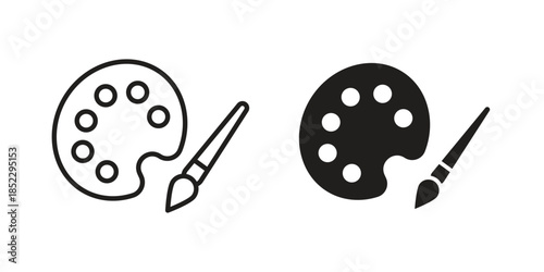 Paint icons for apps and print media. Editable stroke and flat icons
