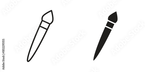 Paint brush icons for apps and print media. Editable stroke and flat icons