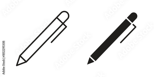 Pen icons for apps and print media. Editable stroke and flat icons