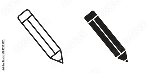 Pencil icons for apps and print media. Editable stroke and flat icons