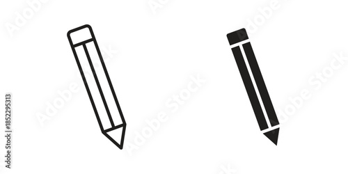 Pencil icons for apps and print media. Editable stroke and flat icons