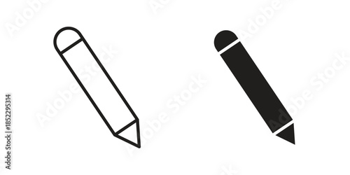 Pencil icons for apps and print media. Editable stroke and flat icons