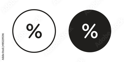 Percentage icons for apps and print media. Editable stroke and flat icons