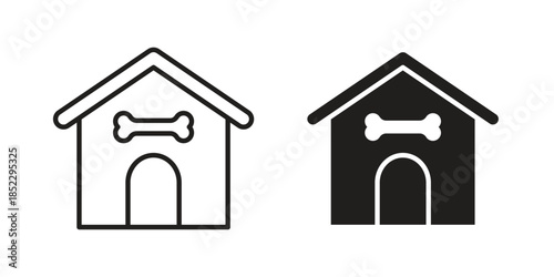 Pet house icons for apps and print media. Editable stroke and flat icons