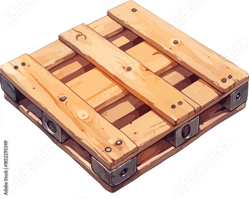 Illustrazione vettoriale di un pallet di legno isolato su sfondo trasparente, ideale per logistica.