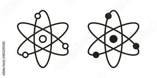 Physics icons for apps and print media. Editable stroke and flat icons