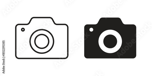Photo Camera icons for apps and print media. Editable stroke and flat icons