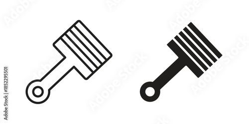 Piston icons for apps and print media. Editable stroke and flat icons