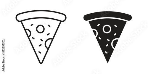 Pizza icons for apps and print media. Editable stroke and flat icons