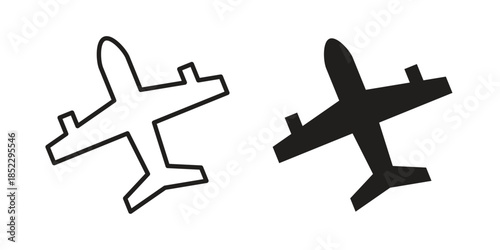 Plane icons for apps and print media. Editable stroke and flat icons