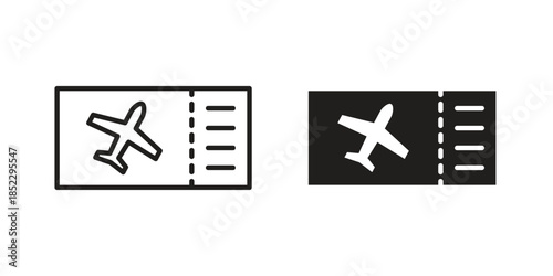 Plane Ticket icons for apps and print media. Editable stroke and flat icons