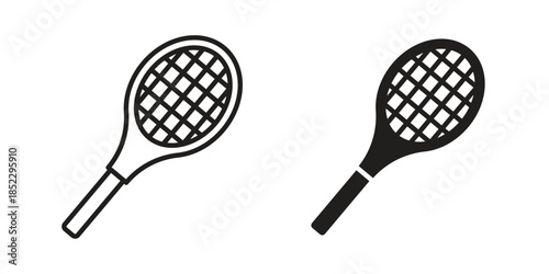 Racket icons for apps and print media. Editable stroke and flat icons