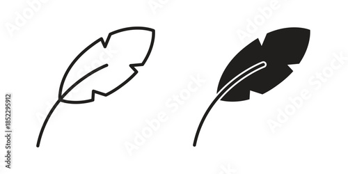 Quill icons for apps and print media. Editable stroke and flat icons