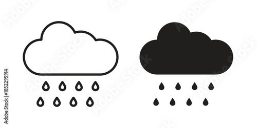 Rain icons for apps and print media. Editable stroke and flat icons