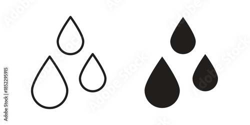 Raindrops icons for apps and print media. Editable stroke and flat icons