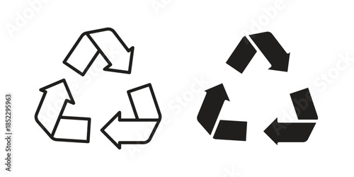 Recycle icons for apps and print media. Editable stroke and flat icons