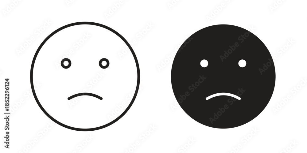 Fototapeta premium Sad icons for apps and print media. Editable stroke and flat icons