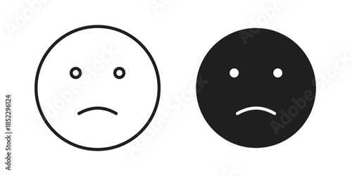 Sad icons for apps and print media. Editable stroke and flat icons